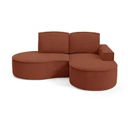 BETTSO FLOW Ecksofa - Rot, Curio Stoff, Rechts - Sofa, modernes Design mit abgerundeten Seiten und wasserabweisendem Curio-Stoff für optimalen Komfort und Pflegeleichtigkeit. Ideal für jedes Wohnzimmer!