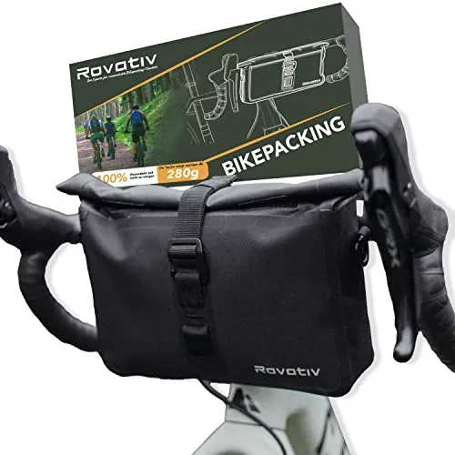 Rovativ® Bikepacking Lenkertasche [3 Liter] - 100% wasserdicht für Gravelbike, Rennrad und MTB - Fahrradtaschen mit 100% Wasserdichtigkeit dank robustem TPU-Gewebe, ideal für sicheres Verstauen von Equipment beim Radfahren.