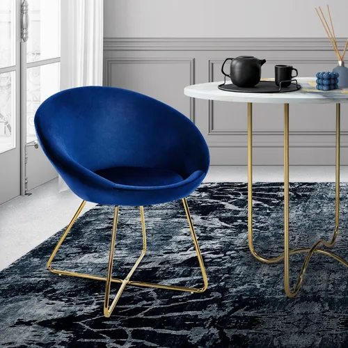 ML-DESIGN Samtstuhl mit goldenen Metallbeinen - Eleganter Esszimmerstuhl aus Samt in Blau, ideal für stilvolle Akzente im Wohnzimmer oder Essbereich.