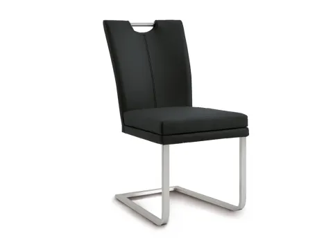 Niehoff Colorado Schwingstuhl mit Griff aus Leder Napoli schwarz - Eleganter Freischwinger für Küchen- und Esszimmer, mit hochwertigem Lederbezug und robustem Edelstahlgestell. Ideal für entspanntes Sitzen und ansprechende Einrichtungskonzepte.