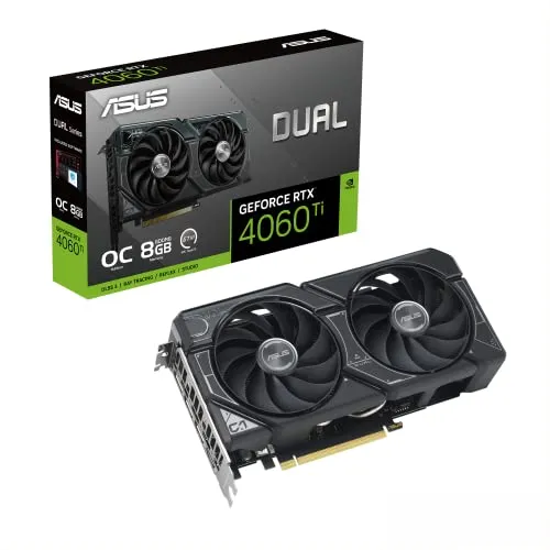 ASUS Dual GeForce RTX™ 4060 Ti OC Edition 8GB GDDR6 (PCIe 4.0, 8GB GDDR6, DLSS 3, HDMI 2.1, DisplayPort 1.4a, Axial-Tech Lüfterdesign, 0dB Technologie und mehr)