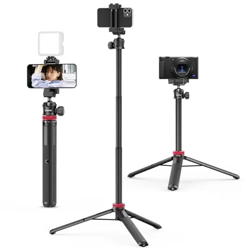 ULANZI MT-44 Handy Kamera Stativ 147cm 2in1 Selfie Stick Fernbedienung, 360° Kugelkopf, Cold Shoe Handyhalterung, 1/4" Gewinde Kompakt Reisestativ Dreibein Tripod für DSLR-Kameras Canon Samsung iPhone