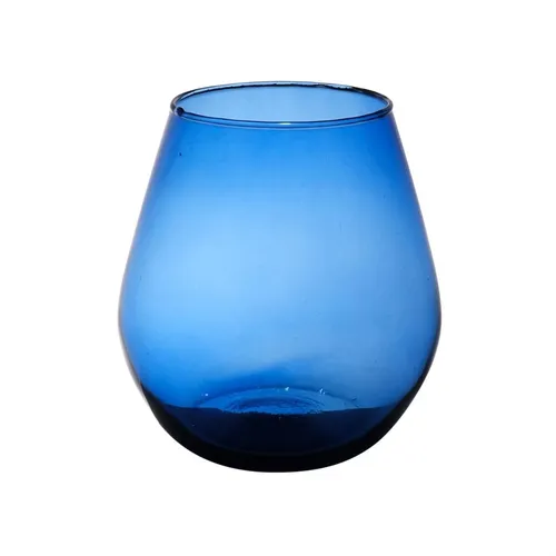 INNA-Glas Windlicht EDUARDINA, blau-klar, recycelt - Stilvolles Windlicht aus recyceltem Glas, 20 cm hoch und 19 cm breit. Ideal für stimmungsvolle Beleuchtung in jedem Raum.
