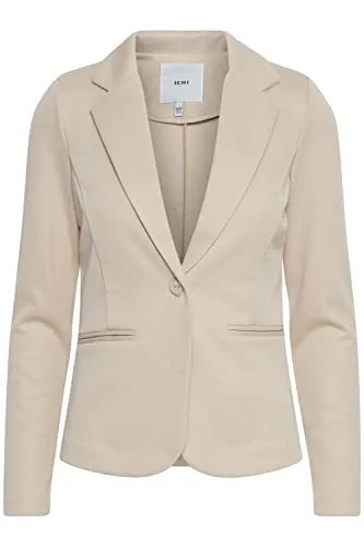 ICHI IHKATE PIQUE BL Damen Blazer - Eleganter Kurzblazer mit Ein-Knopf-Verschluss und Stretch für optimalen Tragekomfort, ideal für Büro und Freizeit. Hergestellt aus nachhaltig produzierter Baumwolle.