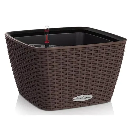 LECHUZA BACINO Cottage mokka 15455 - Pflanzgefäß mit Bewässerungssystem, robust und pflegeleicht für Garten, Terrasse und Balkon