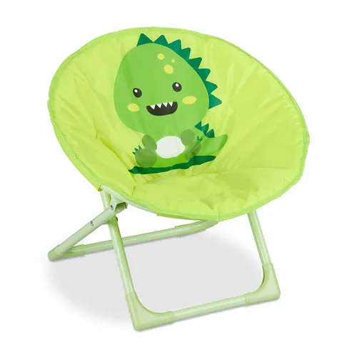 Relaxdays Kinderklappstuhl Moonchair - Monster, Gelb - Klappstuhl für Kinder mit niedlichem Monster-Motiv, bequeme Polsterung und stabiles Eisengestell, ideal für drinnen und unterwegs.