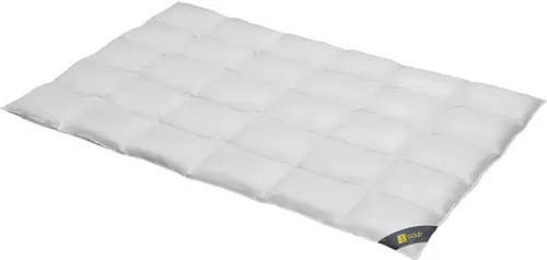 Spessarttraum Bettdecke Gold 155x220cm - Gänsedaunen Ganzjahresdecke - Bettdecken für Allergiker, 100% Gänsedaunen, hohe Füllkraft von 650 Cuin, made in Germany, sorgt für gleichmäßige Wärmeverteilung und ein angenehmes Schlafklima.
