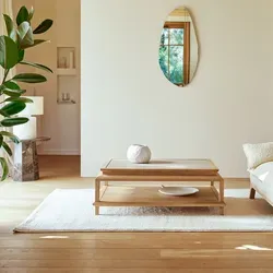 Tikamoon Couchtisch Achille aus Teakholz 115 cm - Eleganter Couchtisch Achille aus FSC®-zertifiziertem Teakholz mit stilvoller Keramikplatte. Ideal für jedes Wohnzimmer, verbindet zeitloses Design mit hochwertiger Verarbeitung.