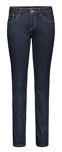 MAC Jeans Damen Carrie Pipe Jeans Blau (Dark D801) W42/L32 - Stilvolle Damenjeans im 5-Pocket-Style, mit schmalem Oberschenkel und geradem Bein für einen modernen Look.