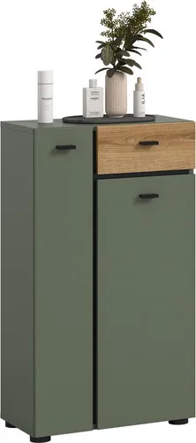 welltime Midischrank VANN, Höhe 91cm, 2 Türen, 1 Schubkasten, 7 Fächer, viel Stauraum (individuell mit weiteren Artikel der Serie VANN kombinierbar) Standschrank, Kommode, Schrank, Badschrank, Universalschrank, Bad