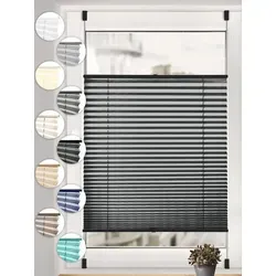 Sonello Plissee ohne Bohren Rollo Klemmfix für Fenster & Tür Lichtschutz, blickdicht, ohne Bohren, verspannt, Klemmfix, 35cm x 160cm Schwarz Faltrollo, Easyfix, Sonnenschutzrollo, Jalousie schwarz 35 cm x 160 cm