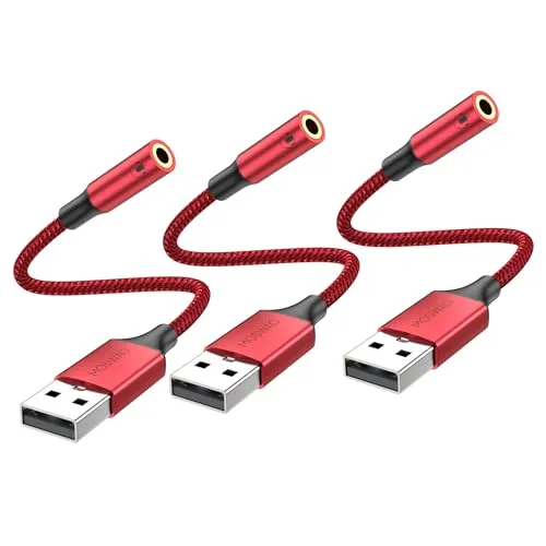 MOSWAG USB zu Audio Jack Adapter (3 Pack), 3,5 mm Aux Stereo Converter Externer Soundkartenadapter Kompatibel mit Kopfhörer, PC, Laptop, Linux, Desktop, PS4 und Anderen Geräte