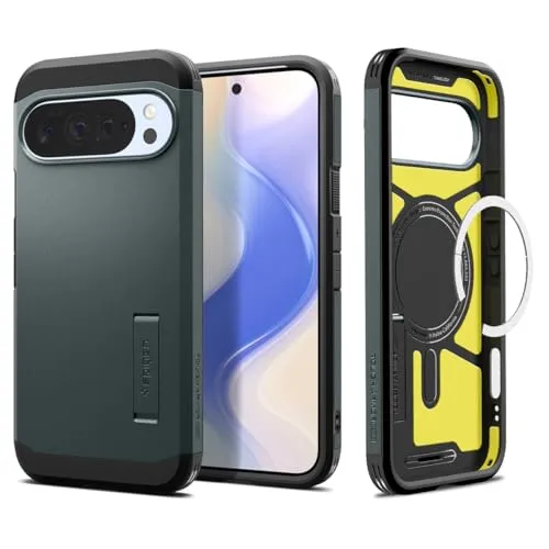 Spigen Tough Armor (AI) MagFit Hülle für Google Pixel 10 und Pixel 10 Pro - Standard Handyhüllen mit neuem, kompatiblem Design für Pixelsnap & MagSafe, integrierter Ständer und doppellagigem Schutz für maximale Langlebigkeit.