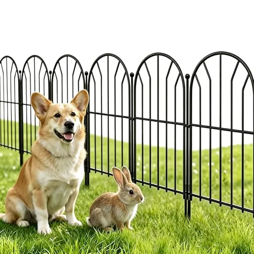 Amagabeli Garden Home 2 PCS Metall Beetzaun, 1.12M hoch X 1.8M breit - Dekorativer und stabiler Gartenzaun, der wasser- und rostgeschützt ist. Ideal für den Einsatz im Garten oder zur Abgrenzung von Teichbereichen. Komplettset für einfache Montage! Es bietet eine stilvolle Umrandung für Ihre Pflanzen und Hunde.