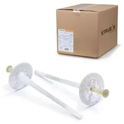 STRÜBER Schrauben- und Dübel-Set Dämmstoffdübel für WDVS - Schlagdübel mit Kunststoffnagel, WDVS, Dämmstoffdübel, Tellerdübel, Dübel, Schlagdübel, Styropor 8x275mm/100Stück