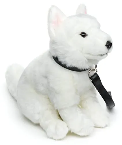 Uni-Toys Weißer Schweizer Schäferhund Welpe - 26 cm Plüsch-Hund mit Leine - Stofftiere & Teddybären – Lebensechter, flauschiger Welpe aus recyceltem Material, ideal zum Spielen oder Sammeln, von Uni-Toys mit herausragender Qualität.
