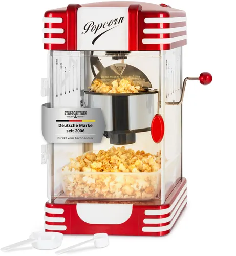 Stagecaptain PCM-300 Popcorn Maschine - Retro-Design mit dekorativer Innenbeleuchtung, schnelle Zubereitung und kinderleichte Handhabung