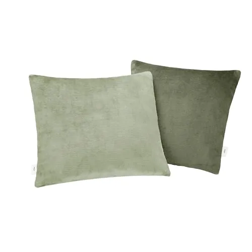 s.Oliver Doublesoft Kissenbezug 50x50 cm - Kuscheliger Polyesterflausch, 2 Stück in Grün - Kissenbezug 50x50 cm aus 100% Polyester-Flausch, ideal für jede Jahreszeit. Maschinenwaschbar und trocknergeeignet, bleibt flauschig weich. Perfekt für Deko und Komfort im Wohnraum.