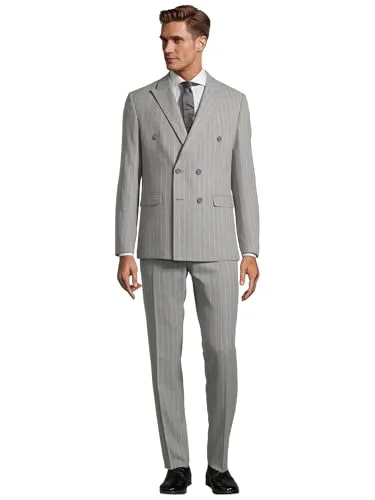 Steffen Klein Herren Anzug Zweireihig Nadelstreifen - Eleganter Steffen Klein Anzug mit Nadelstreifen für besondere Anlässe. Slim Fit-Form, praktische Taschen und weicher Stoff mit Elasthan für optimalen Tragekomfort.