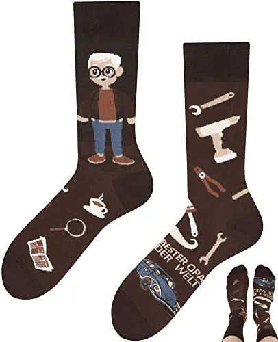 TODO Colours Socken Lustig Herren und Damen - Coole, Bunte Socken mit Motiv für Selbst und Geschenk (39-42, Bester Opa)