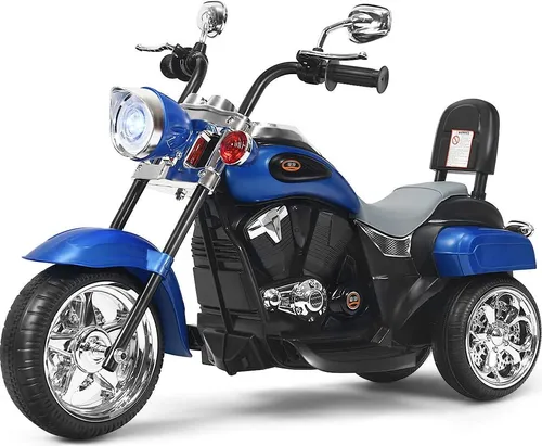 COSTWAY 6V Elektro Motorrad mit verstellbaren Scheinwerfer Sound & Hupe Kindermotorrad für Kinder ab 3 Jahren Blau