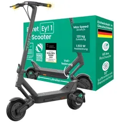Egret Ey! 1 E-Scooter 10 Zoll Quantum grey - E-Scooter mit Straßenzulassung, 500-Watt-Motor, bis zu 65 km Reichweite und innovativer Federung für ein komfortables Fahrerlebnis.