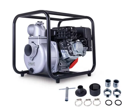 Scheppach PWP60 Benzin Wasserpumpe 60.000 L/h - Hochleistungs-Wasserpumpe für effiziente Wasserversorgung und Abpumpen von Kellern. Unabhängig vom Stromnetz mit 5,3 PS Motor und 28 m Förderhöhe.