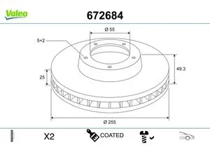 VALEO 672684 Bremsscheiben Vorne für TOYOTA PRIUS - 255mm - Bremsscheiben für die Vorderachse des TOYOTA PRIUS, beschichtet für längere Lebensdauer und einfache Installation. Ideal für sicheres Bremsen und optimalen Fahrkomfort.