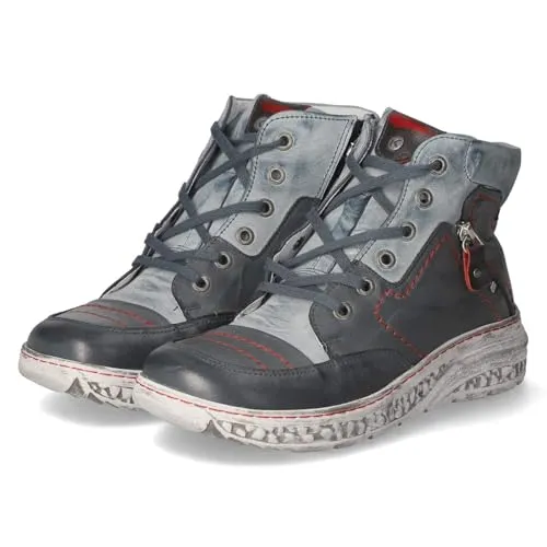KRISBUT 3298-4 PO Schnürstiefel Glattleder Damen in Blau - Gr. 40 - Modische Schnürstiefel aus Glattleder in Blau, ideal für kühle Tage. Der zusätzliche Reißverschluss sorgt für einfachen Einstieg und hohen Tragekomfort.