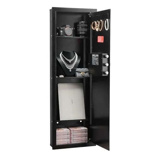 VEVOR Wandsafe mit Passwort & Schlüssel - Robuster Wandsafe aus kaltgewalztem Stahl Q235 mit verstellbaren Ablagen und LED-Beleuchtung. Flexibel und sicher für Geld, Schmuck und wichtige Dokumente. Einfache Installation und mehrere Entsperrmöglichkeiten.