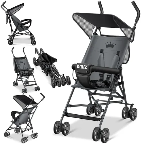 KIDIZ Kombi-Kinderwagen CITY - Faltbarer Sportwagen in Anthrazit - Kombikinderwagen für ab 6 Monate, klappbar und platzsparend, ideal für unterwegs und Stadtleben.