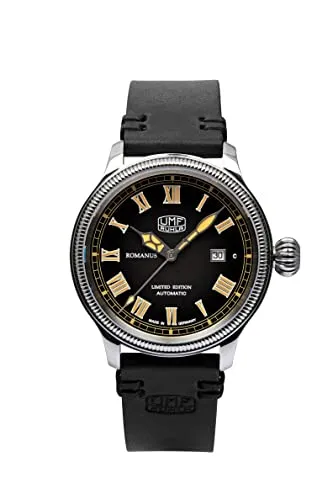 UMF RUHLA Automatik Limited Edition Romanus Herrenuhr - Exklusive Herrenuhr aus Deutschland mit Automatikwerk ETA2824-2, cremefarbenem Zifferblatt und handgearbeitetem Horween-Lederarmband. Limitiert auf 199 Exemplare.