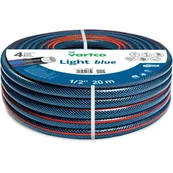 Vartco Light Blue Gartenschlauch 3/4 Zoll - 100m - Flexibler 4-lagiger Gartenschlauch in hellblau, UV-beständig und resistent gegen Algenbildung. Ideal für die Gartenbewässerung, mit einem Berstdruck von 22 bar.