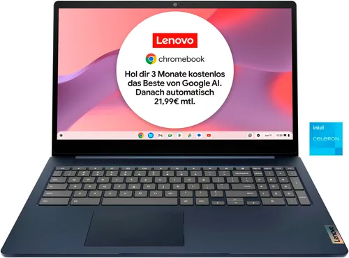 Lenovo IdeaPad 3 Chrome 15IJL6 - 15,6 Zoll Chromebook mit 8GB RAM und 128GB eMMC, ideal für schnelles Surfen und Streaming dank Full HD Display und leichtem Design.