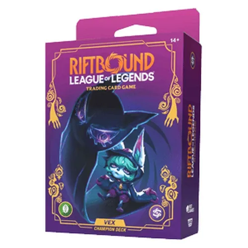 Riftbound TCG League Of Legends Champion Deck - Starter Mazzo VEX ENG - Entdecken Sie das Vex-Champion-Deck für Riftbound, perfekt für Einsteiger. Tauchen Sie ein in strategisches Gameplay und erleben Sie packende Duelle!