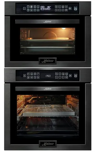 Kaiser Küchengeräte Einbaubackofen-Set EH 6306 RS + EM 6307 RS - Praktisches 2-teiliges Set mit 79 l Volumen, Touch-Control und 1-fach-Teleskopauszug. Ideal für vielseitiges Kochen und Backen in der modernen Küche.