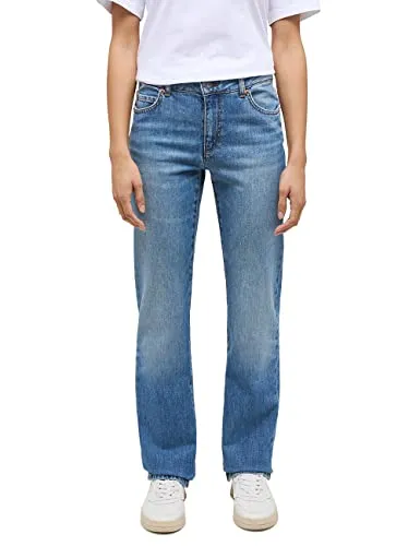 MUSTANG Damen Jeans Hose Crosby Relaxed Straight - Damen-Jeanshose mit mittlerer Bundhöhe, leicht elastischer Baumwolle und 5-Pocket-Design. Ideal für lässige Looks und bietet hohen Tragekomfort.