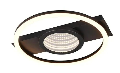 REALITY LED-Deckenleuchte WHEELER, 16W, 2000lm, schwarz - Moderne LED-Deckenleuchte für Wohn- und Schlafbereiche, energieeffizient mit bis zu 80% Einsparung. Warmweißes Licht schafft ein gemütliches Ambiente.