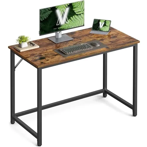 VASAGLE Kleiner Computertisch im Industrie-Design - Schreibtisch mit robustem Metallgestell und vintagebrauner Holzoberfläche, ideal für Home-Office und kleine Räume, stabil und einfach zu montieren.