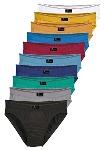LE JOGGER Herren Slip 10er Pack - Herren-Slips im praktischen 10er Pack, aus 100% Baumwolle, mit breitem Bund und tollen Farben – ideal für den täglichen Einsatz und perfekten Tragekomfort.