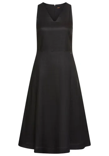 BOSS ORANGE A-Linien-Kleid Dasico Premium Damenmode - Damenkleid in Größe 34, casual und pflegeleicht aus 100% Ramie. Slim Fit, knieumspielend mit V-Ausschnitt - ideal für einen eleganten Auftritt!