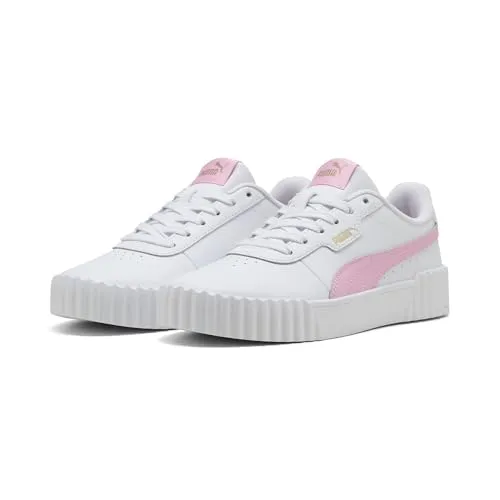 PUMA Damen Carina 3.0 Sneakers 42, White Pink Shimmer - Stylische Damen Sneakers mit flachem Absatz, ideal für den Alltag. Die reguläre Breite und die Schnürung sorgen für optimalen Tragekomfort. Setze ein modisches Statement mit PUMA!