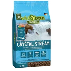 Wildborn Crystal Stream 12kg - Premium Hundefutter - Hundefutter mit 76% tierischem Protein aus Forelle & Lachs, reich an Omega-3-Fettsäuren. Ideal für eine biologisch artgerechte Ernährung ohne Getreide.