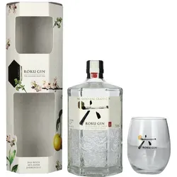 Roku Gin - Japanischer Craft Gin 43% Vol. 0,7l mit Geschenkbox und Glas - Premium Gin aus Japan mit sechs einzigartigen Botanicals, perfekt für Cocktails oder pur. In stylischer Geschenkbox mit passendem Roku-Gin-Glas, ideal als Geschenk oder für die Hausbar.