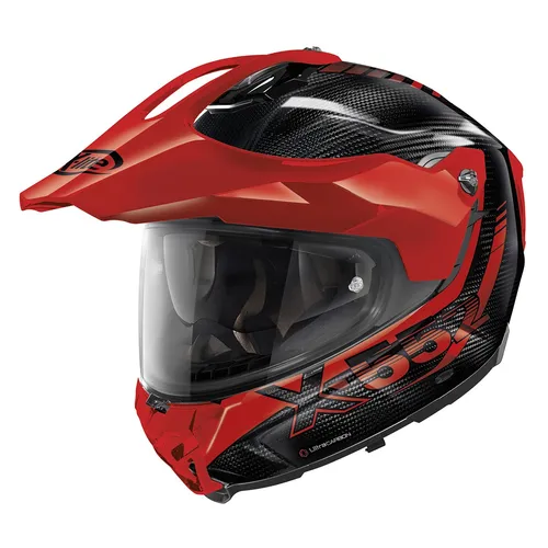 X-Lite X-522 Ultra Carbon Adventurehelm XL (schwarz/rot) - Motorradhelm aus Kohlefaser mit kratzfestem Visier und optimaler Belüftung, ECE-zugelassen für höchste Sicherheit und Komfort auf Offroad-Abenteuern.