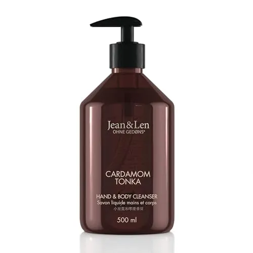 Jean & Len Hand & Body Cleanser Cardamom & Tonka, für ein duftendes Reinigungserlebnis, Körper- & Handseife in einer hochwertigen Flasche, exotisch-würziger Duft, vegan, 500 ml