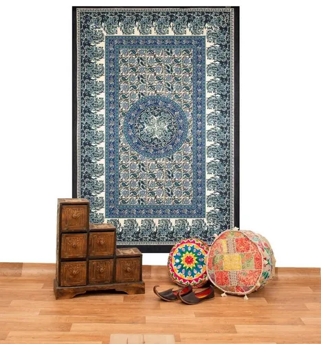KUNST UND MAGIE Mandala Wandteppich 135 x 200 cm - Stilvoller Wandbehang aus 100% Baumwolle, perfekt für kreative Deko-Ideen. Bringt einen Hauch von Goa in Ihr Zuhause.