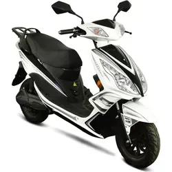 GT-Union eGT3 Motorroller 45 km/h, weiß - Motorroller mit 2000 Watt Bosch Motor, wartungsarm und umweltfreundlich. Reichweite bis zu 40 km, ideal für Stadtfahrten. Inklusive verschließbarem Top Case und LED-Beleuchtung.