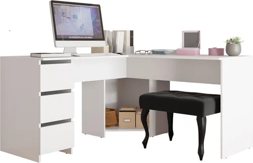 MIRJAN24 Schreibtisch Fotyn mit 3 Schubladen - Schreibtisch mit symmetrischem Design, ideal für Home Office, bietet viel Stauraum und kommt schnell und kostenlos zu Ihnen nach Hause.