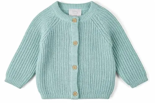 Stellou & friends Cardigan-Strickjacke für Mädchen und Jungen | Hochwertige Baby-Kleidung aus 100% Baumwolle | Gr. 74/80 - Pistachio Green Melange